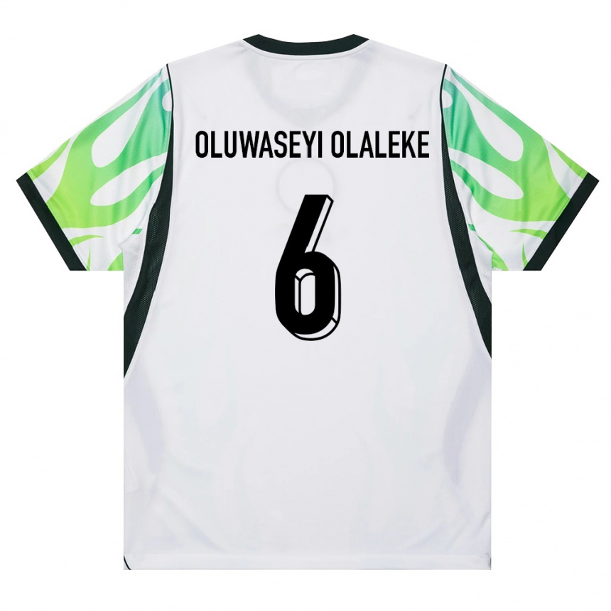 ילדים כדורגל ניגריה Jeremiah Oluwaseyi Olaleke #6 לבן ירוק הרחק ג'רזי 26-28