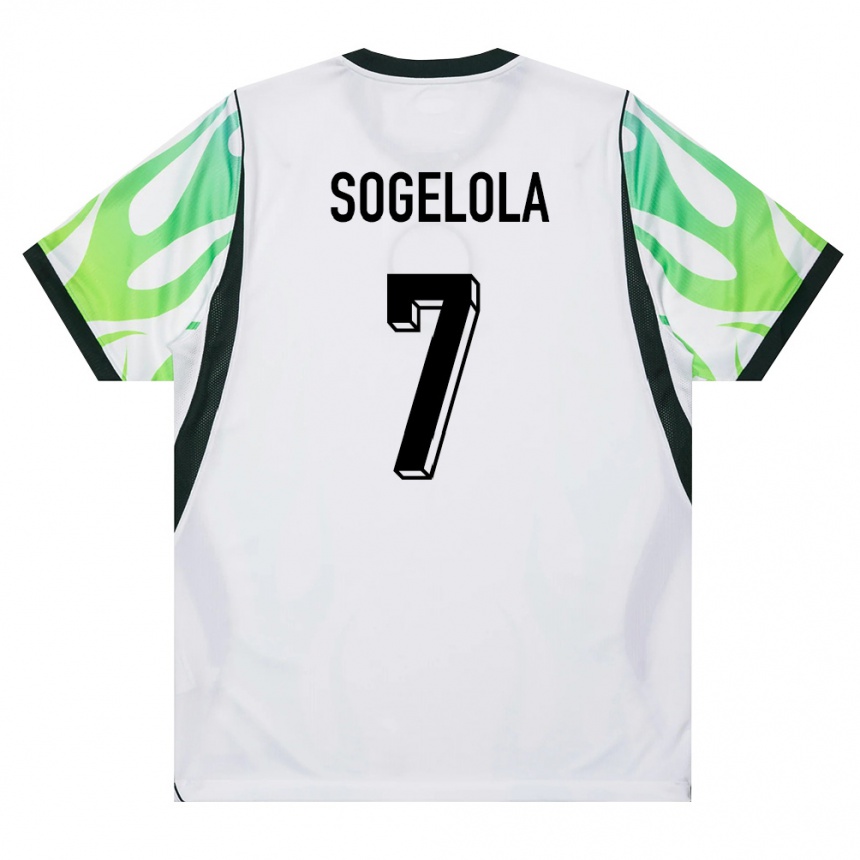 ילדים כדורגל ניגריה Taiwo Sogelola #7 לבן ירוק הרחק ג'רזי 26-28