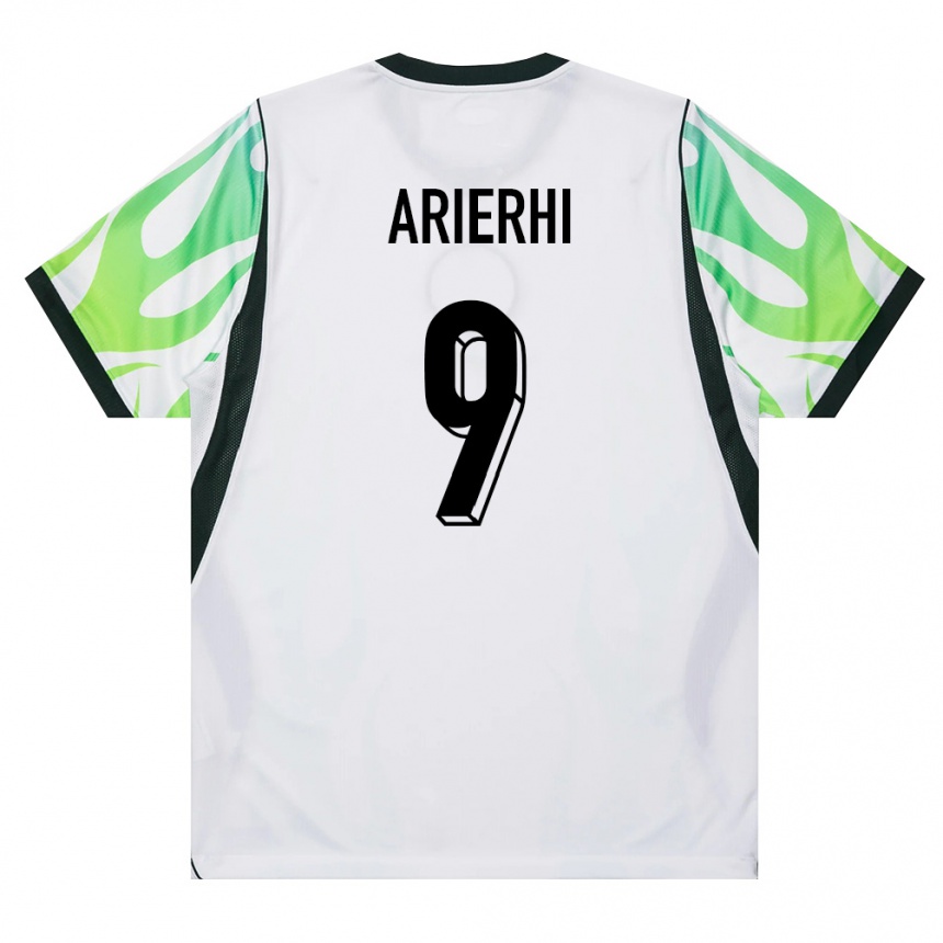 ילדים כדורגל ניגריה Kparobo Arierhi #9 לבן ירוק הרחק ג'רזי 26-28