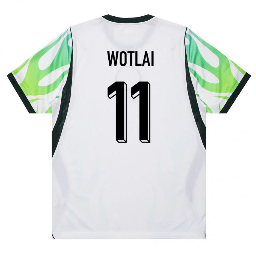 ילדים כדורגל ניגריה Daniel Wotlai #11 לבן ירוק הרחק ג'רזי 26-28