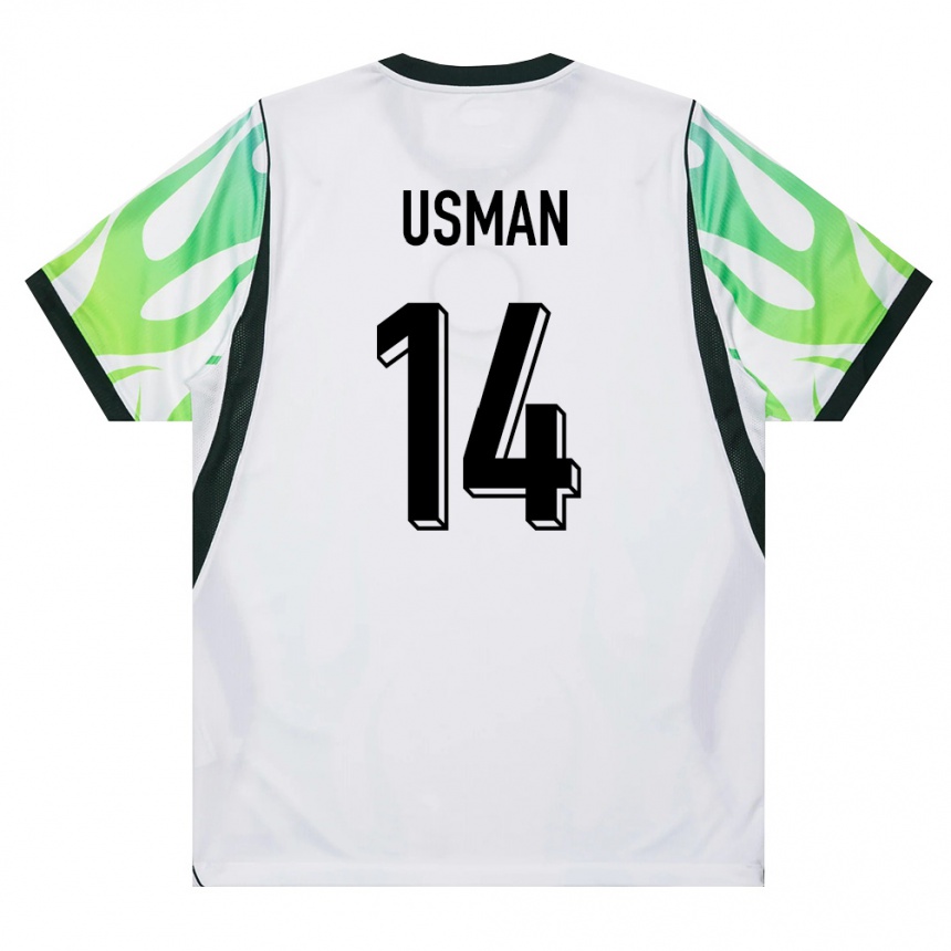 ילדים כדורגל ניגריה Buhari Usman #14 לבן ירוק הרחק ג'רזי 26-28