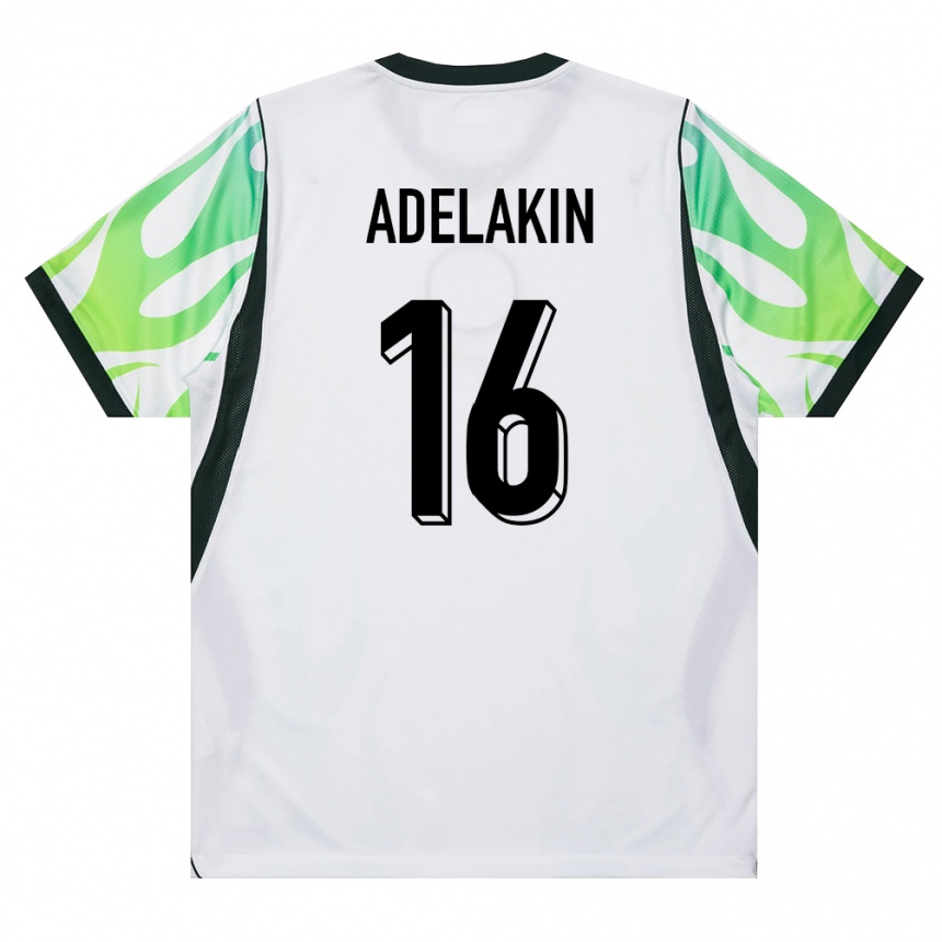 ילדים כדורגל ניגריה Temiloluwa Adelakin #16 לבן ירוק הרחק ג'רזי 26-28