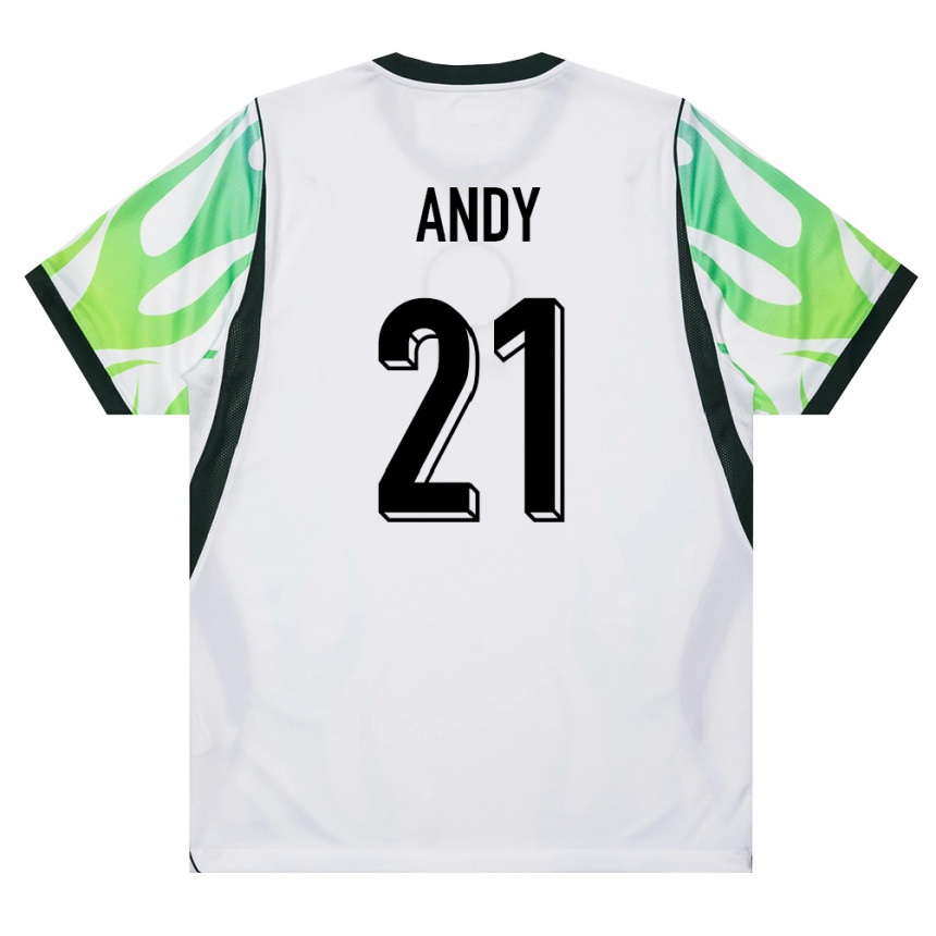 ילדים כדורגל ניגריה Ezekiel Andy #21 לבן ירוק הרחק ג'רזי 26-28