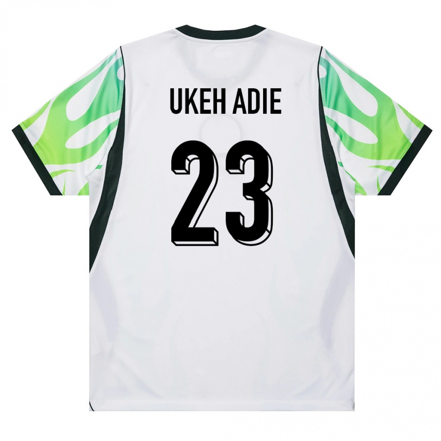 ילדים כדורגל ניגריה Gift Ukeh Adie #23 לבן ירוק הרחק ג'רזי 26-28