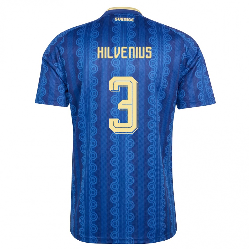 ילדים כדורגל שוודיה Harry Hilvenius #3 כחול כהה צהוב הרחק ג'רזי 26-28