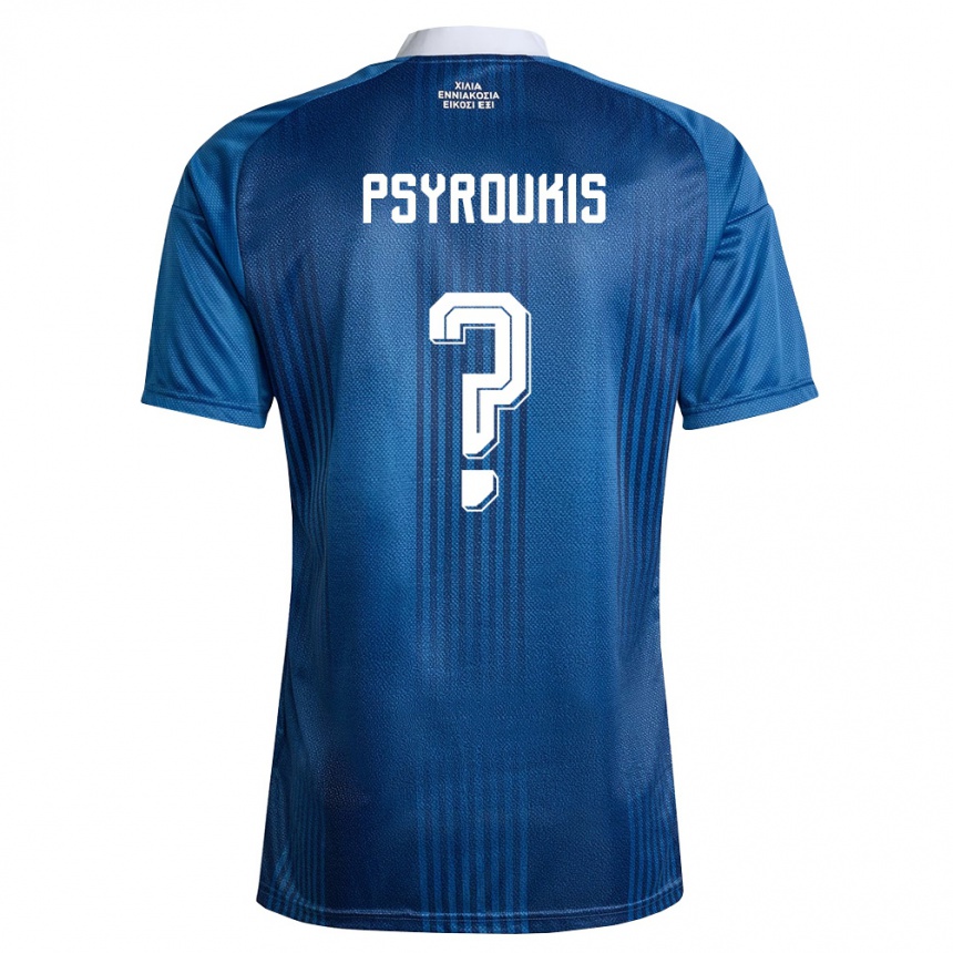 ילדים כדורגל יוון Giannis Psyroukis #0 כהה כחול לבן הרחק ג'רזי 26-28