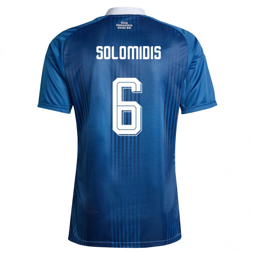 ילדים כדורגל יוון Fotios Solomidis #6 כהה כחול לבן הרחק ג'רזי 26-28