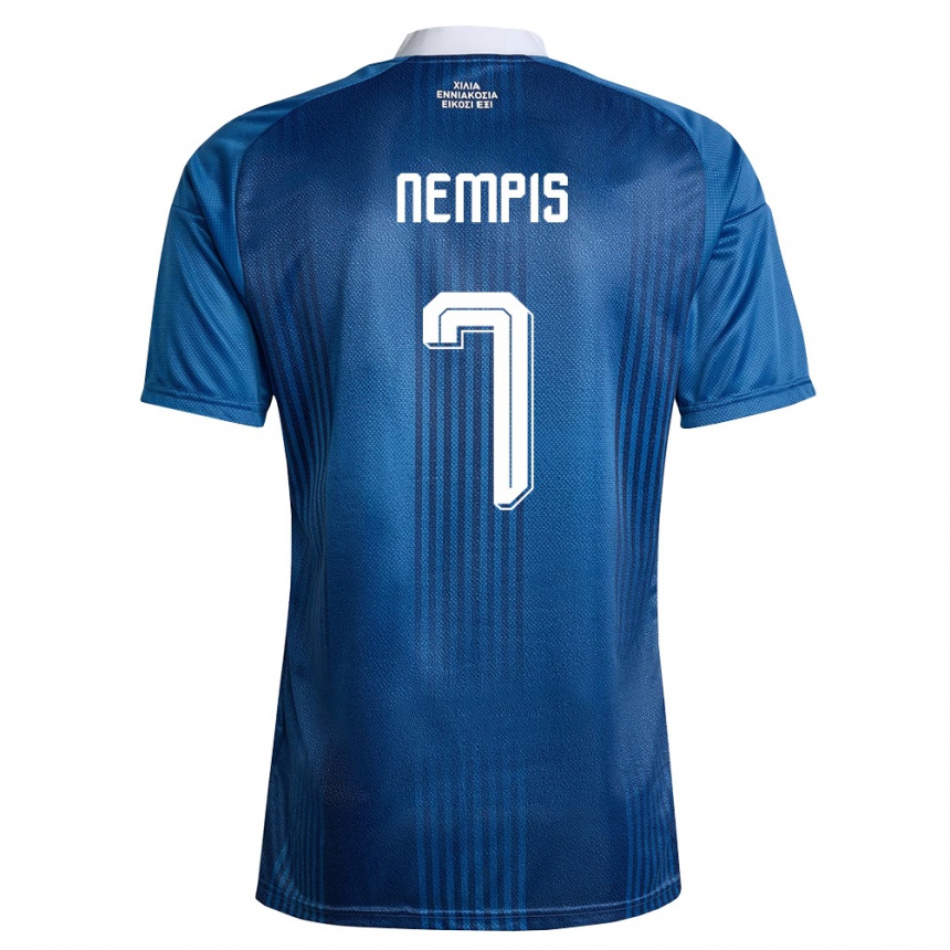 ילדים כדורגל יוון Iason Nempis #7 כהה כחול לבן הרחק ג'רזי 26-28