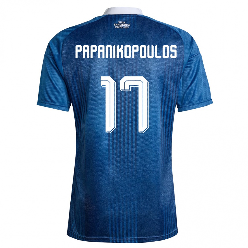 ילדים כדורגל יוון Athanasios Papanikopoulos #17 כהה כחול לבן הרחק ג'רזי 26-28