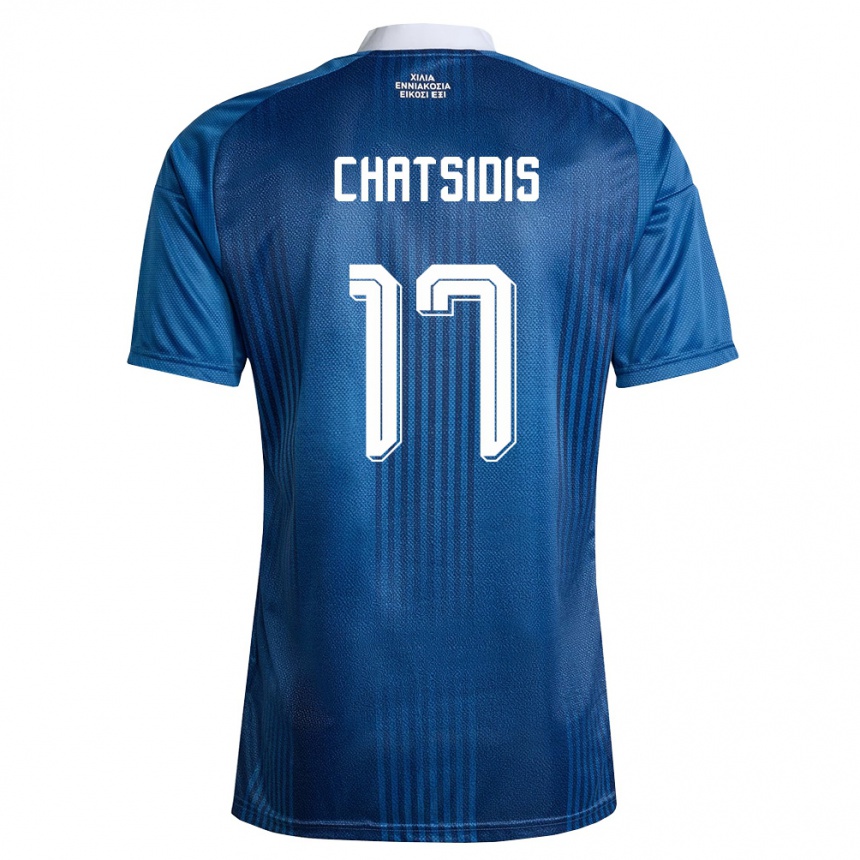 ילדים כדורגל יוון Dimitrios Chatsidis #17 כהה כחול לבן הרחק ג'רזי 26-28