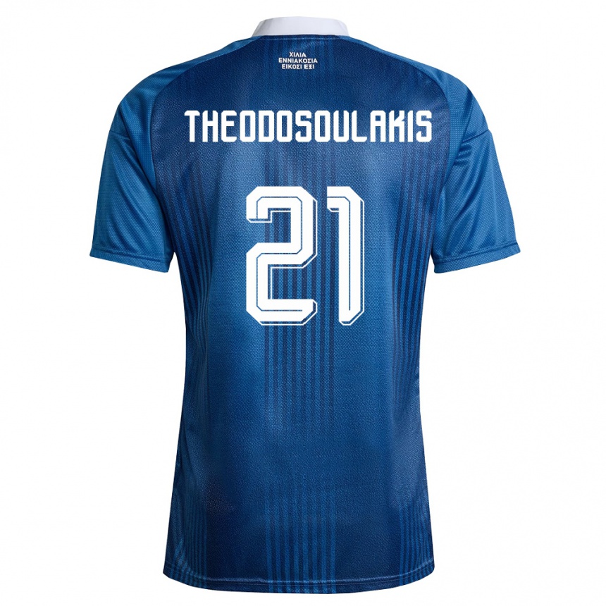 ילדים כדורגל יוון Giannis Theodosoulakis #21 כהה כחול לבן הרחק ג'רזי 26-28