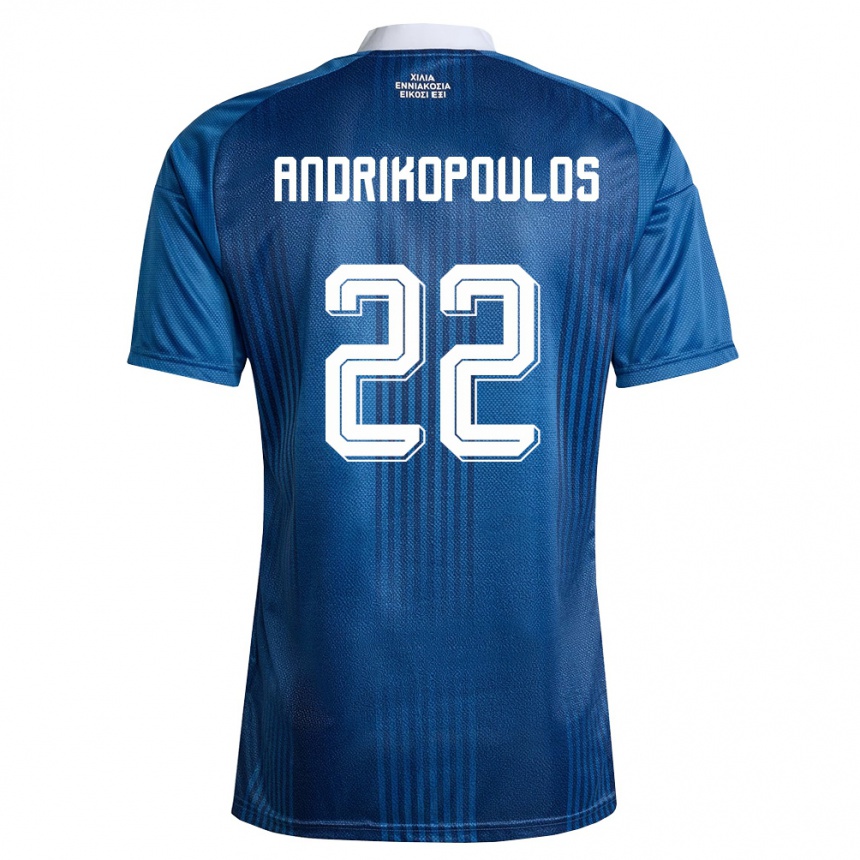 ילדים כדורגל יוון Angelos Andrikopoulos #22 כהה כחול לבן הרחק ג'רזי 26-28