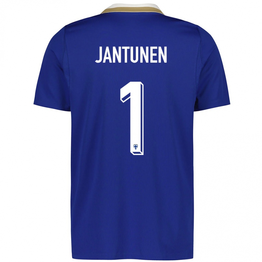 ילדים כדורגל פינלנד Jaaso Jantunen #1 כחול לבן הרחק ג'רזי 26-28