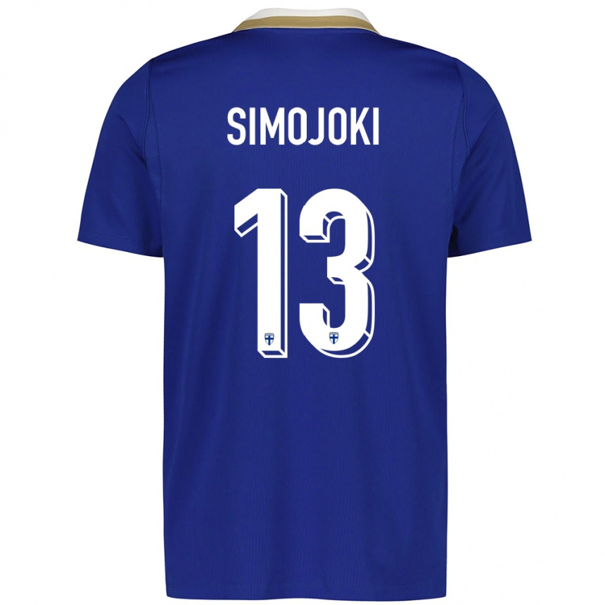 ילדים כדורגל פינלנד Kaius Simojoki #13 כחול לבן הרחק ג'רזי 26-28