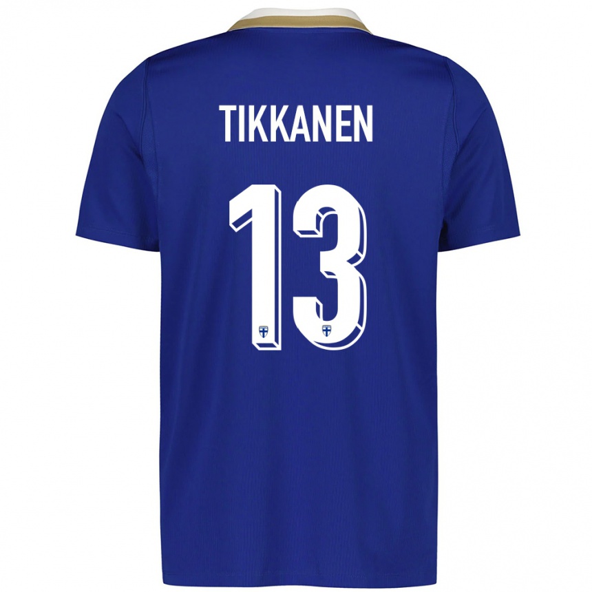 ילדים כדורגל פינלנד רסמוס טיקאנן #13 כחול לבן הרחק ג'רזי 26-28