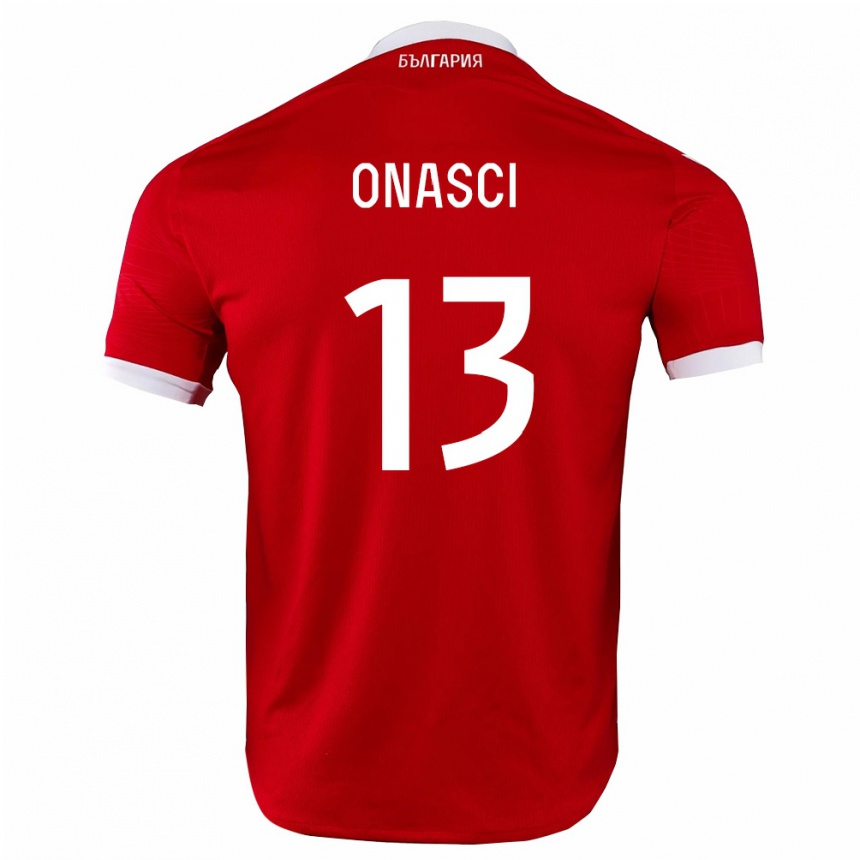 ילדים כדורגל בולגריה Kubrat Onasci #13 אדום לבן הרחק ג'רזי 26-28