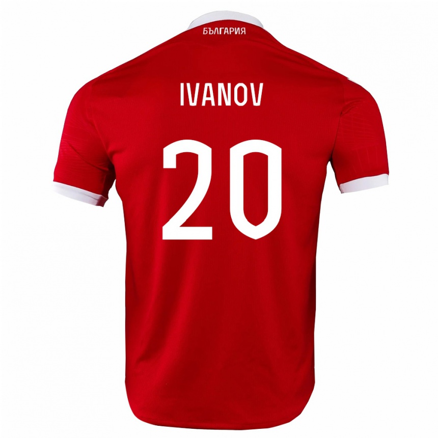 ילדים כדורגל בולגריה Anton Ivanov #20 אדום לבן הרחק ג'רזי 26-28