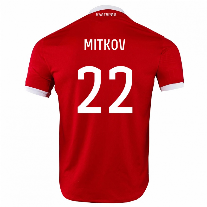 ילדים כדורגל בולגריה אסן מיטקוב #22 אדום לבן הרחק ג'רזי 26-28