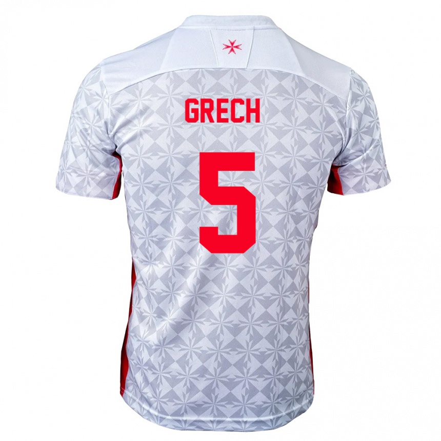 ילדים כדורגל מלטה Densel Grech #5 אפור לבן אדום הרחק ג'רזי 26-28