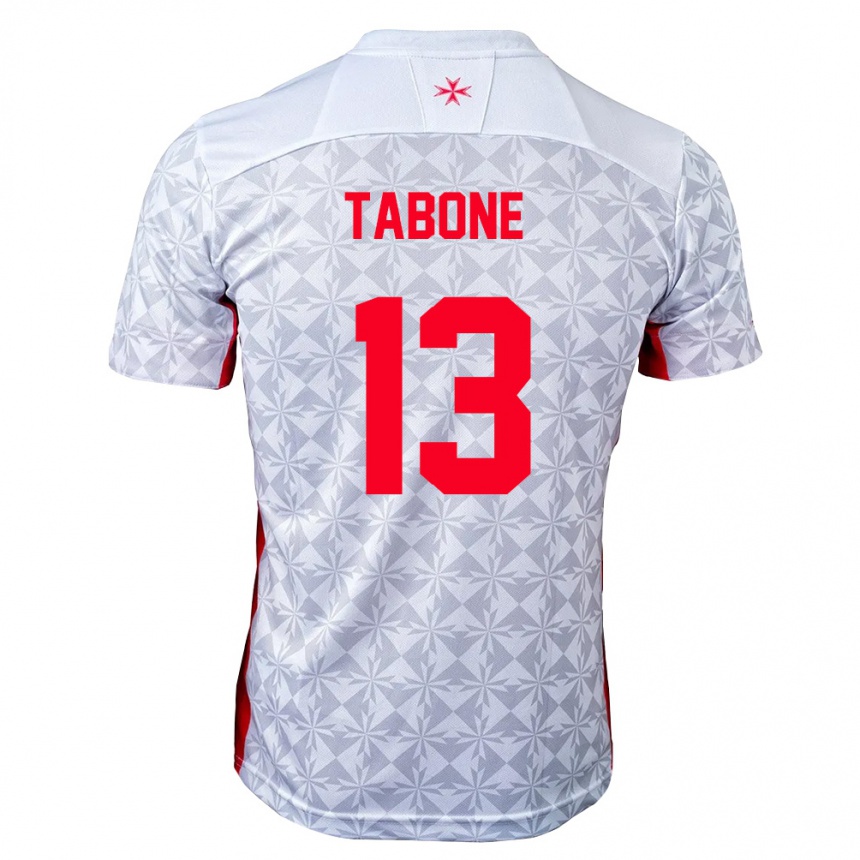 ילדים כדורגל מלטה Jayden Tabone #13 אפור לבן אדום הרחק ג'רזי 26-28