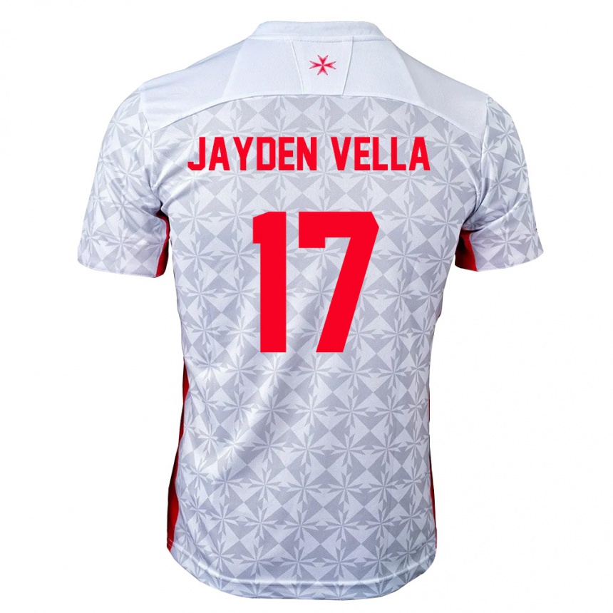 ילדים כדורגל מלטה Jayden Vella #17 אפור לבן אדום הרחק ג'רזי 26-28