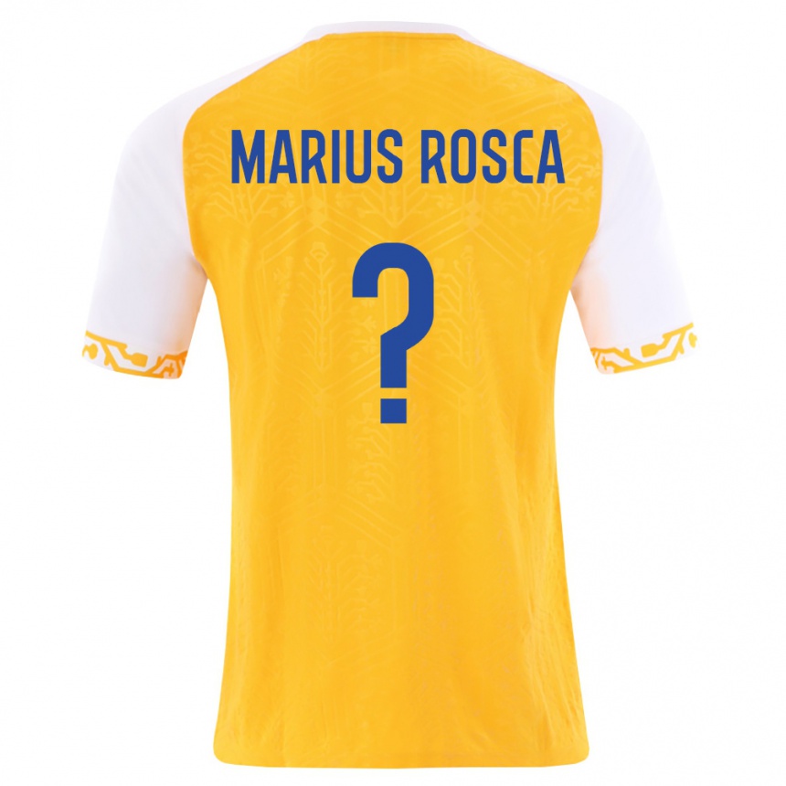 ילדים כדורגל מולדובה Marius Rosca #0 צהוב לבן הרחק ג'רזי 26-28