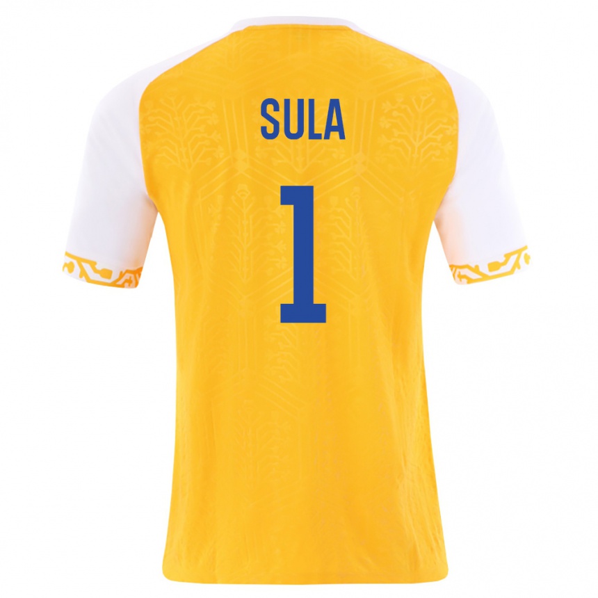 ילדים כדורגל מולדובה Hector Sula #1 צהוב לבן הרחק ג'רזי 26-28