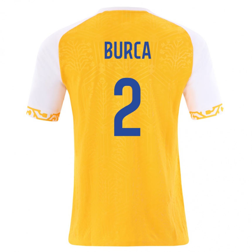 ילדים כדורגל מולדובה Vadim Burca #2 צהוב לבן הרחק ג'רזי 26-28