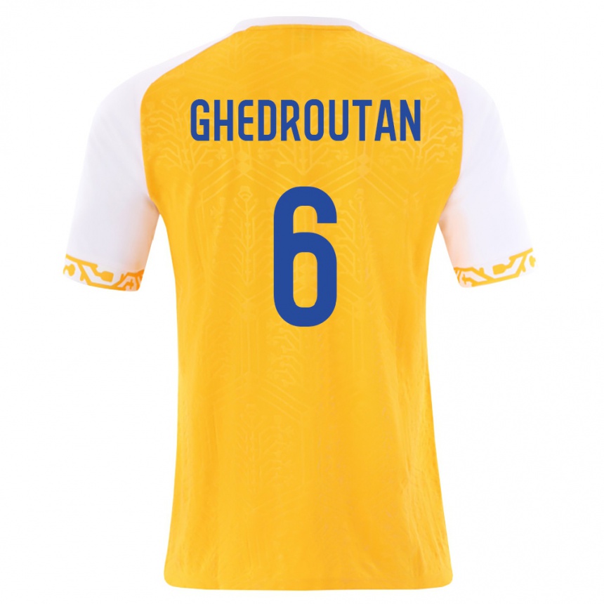 ילדים כדורגל מולדובה Cristian Ghedrouțan #6 צהוב לבן הרחק ג'רזי 26-28