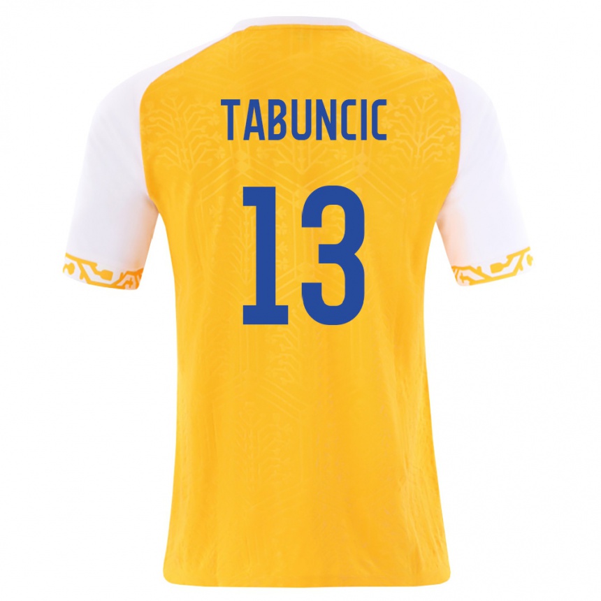 ילדים כדורגל מולדובה Alexandru Tabuncic #13 צהוב לבן הרחק ג'רזי 26-28
