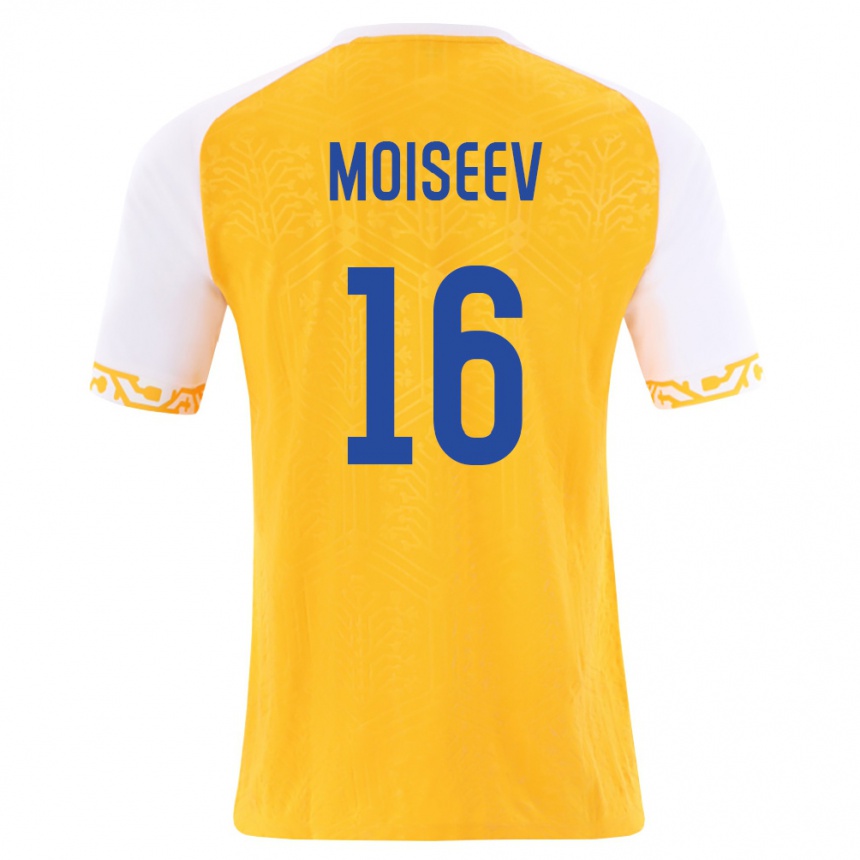 ילדים כדורגל מולדובה Victor Moiseev #16 צהוב לבן הרחק ג'רזי 26-28