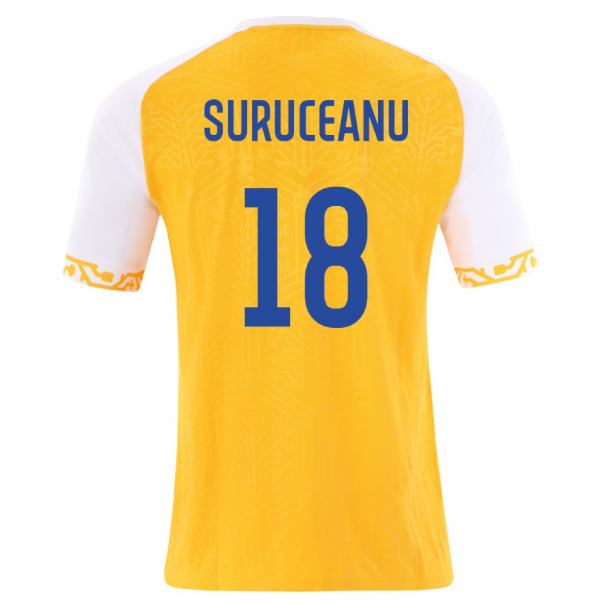 ילדים כדורגל מולדובה Sebastian Suruceanu #18 צהוב לבן הרחק ג'רזי 26-28