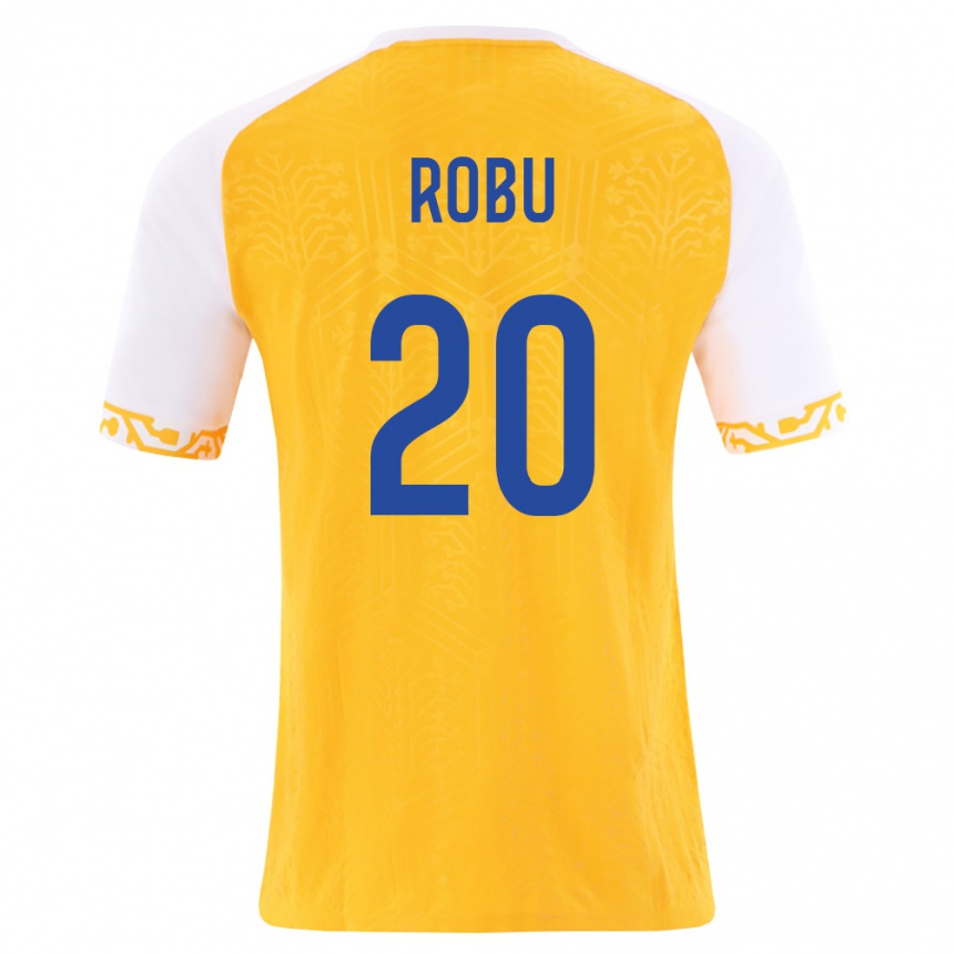 ילדים כדורגל מולדובה Alexandru Robu #20 צהוב לבן הרחק ג'רזי 26-28