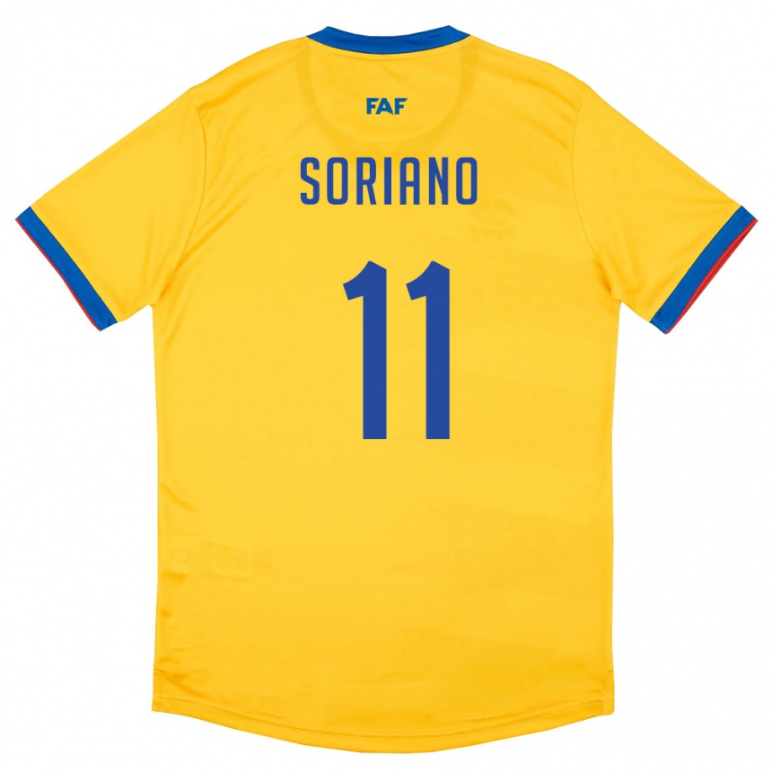 ילדים כדורגל אנדורה Owen Soriano #11 צהוב כחול אדום הרחק ג'רזי 26-28
