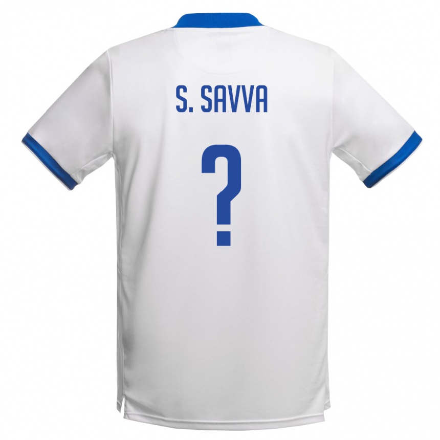 ילדים כדורגל קפריסין Savvas Savva #0 לבן כחול מלכותי הרחק ג'רזי 26-28