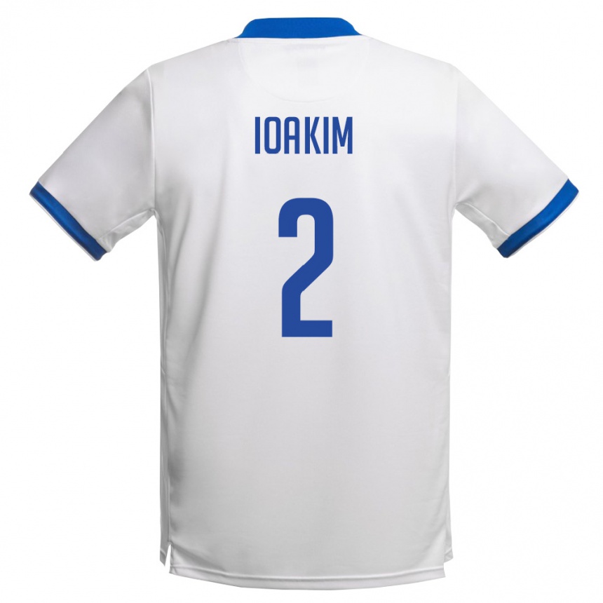 ילדים כדורגל קפריסין Chrysostomos Ioakim #2 לבן כחול מלכותי הרחק ג'רזי 26-28