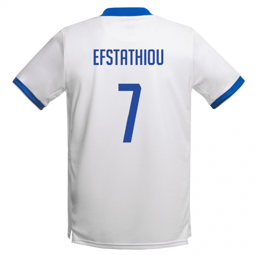 ילדים כדורגל קפריסין Alexandros Efstathiou #7 לבן כחול מלכותי הרחק ג'רזי 26-28