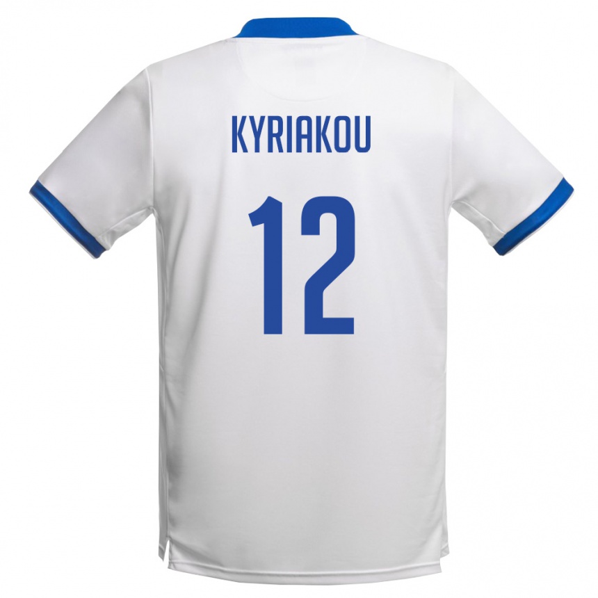 ילדים כדורגל קפריסין Panagiotis Kyriakou #12 לבן כחול מלכותי הרחק ג'רזי 26-28