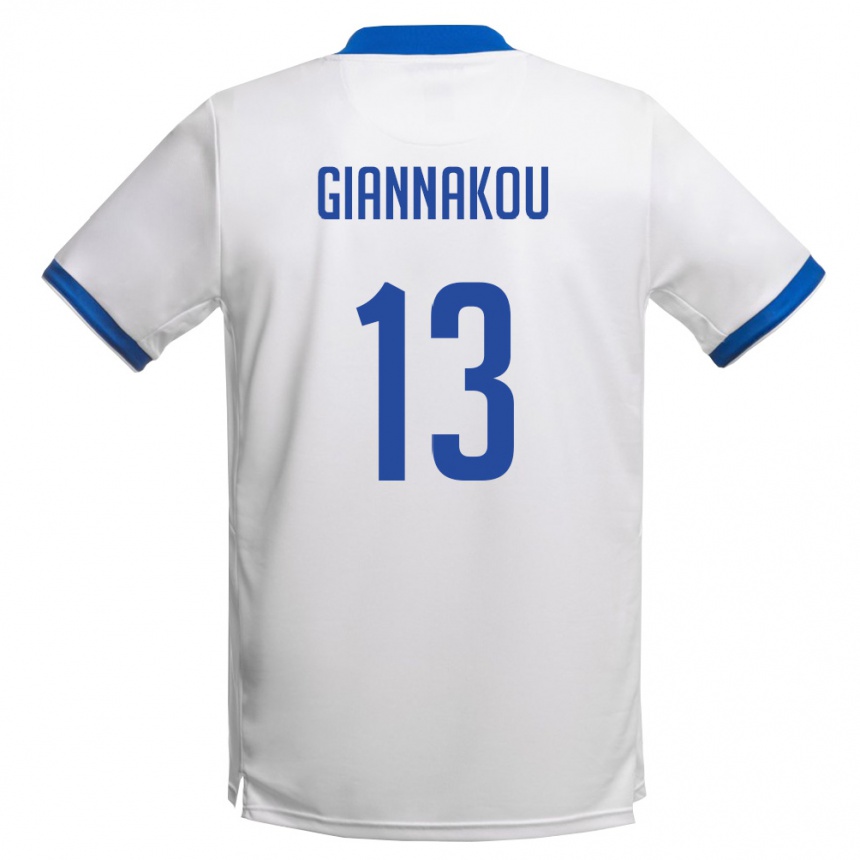 ילדים כדורגל קפריסין Konstantinos Giannakou #13 לבן כחול מלכותי הרחק ג'רזי 26-28