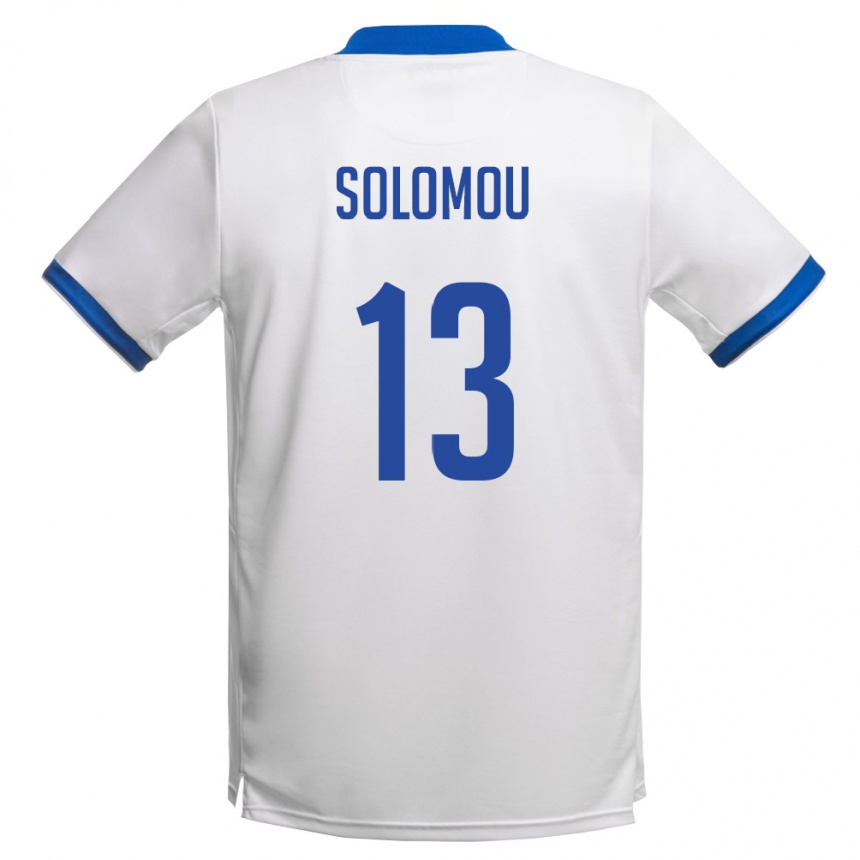 ילדים כדורגל קפריסין Michail Solomou #13 לבן כחול מלכותי הרחק ג'רזי 26-28
