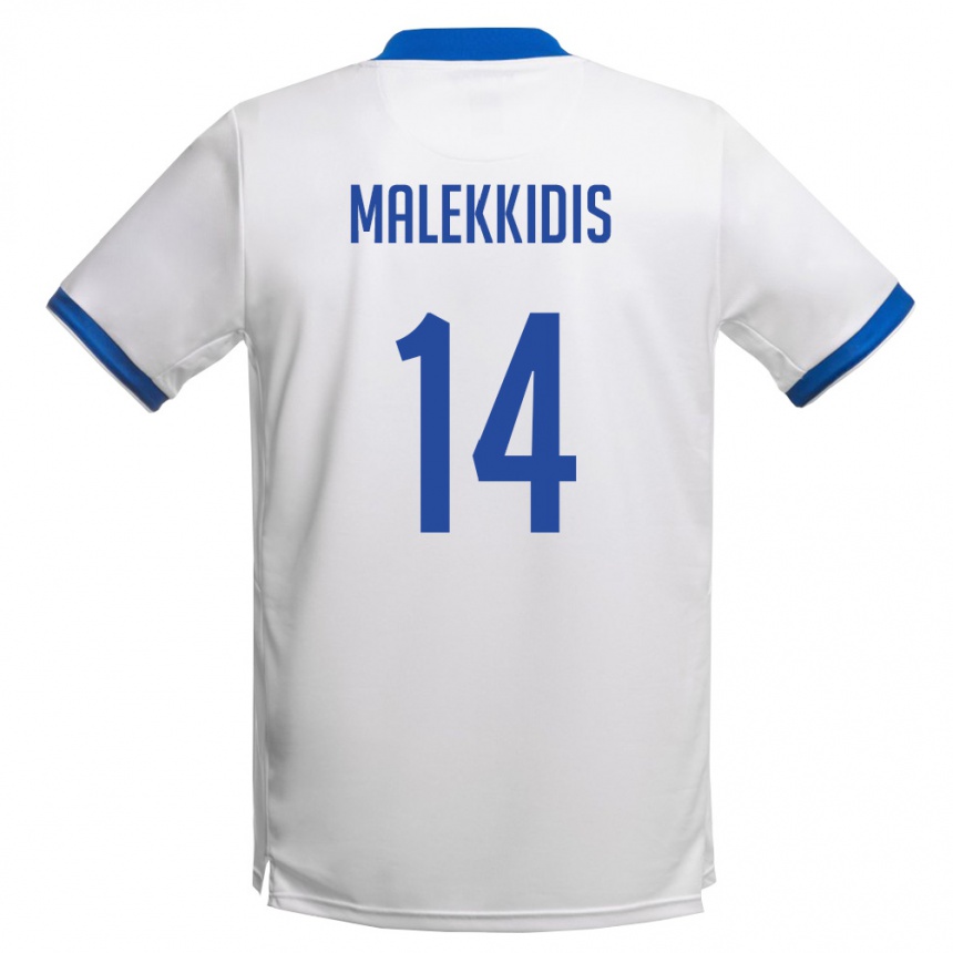 ילדים כדורגל קפריסין Giorgos Malekkidis #14 לבן כחול מלכותי הרחק ג'רזי 26-28