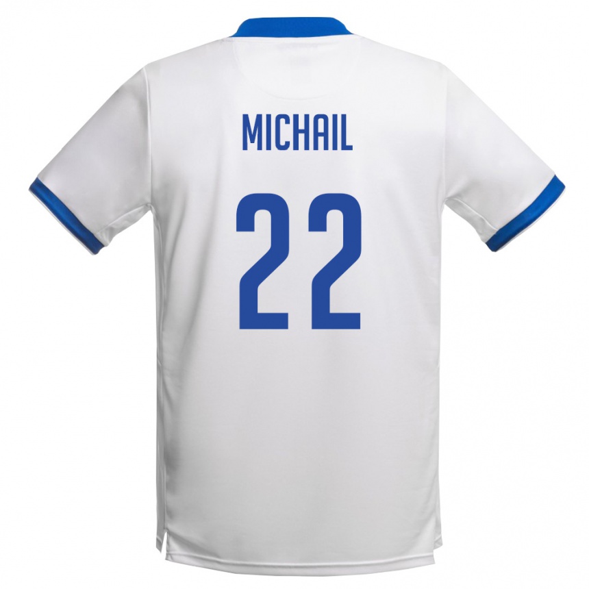 ילדים כדורגל קפריסין Pantelis Michail #22 לבן כחול מלכותי הרחק ג'רזי 26-28