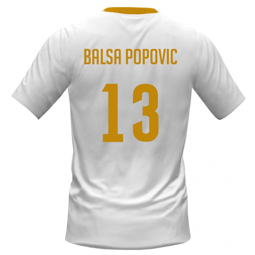 ילדים כדורגל מונטנגרו Balsa Popovic #13 לבן אדום צהוב הרחק ג'רזי 26-28