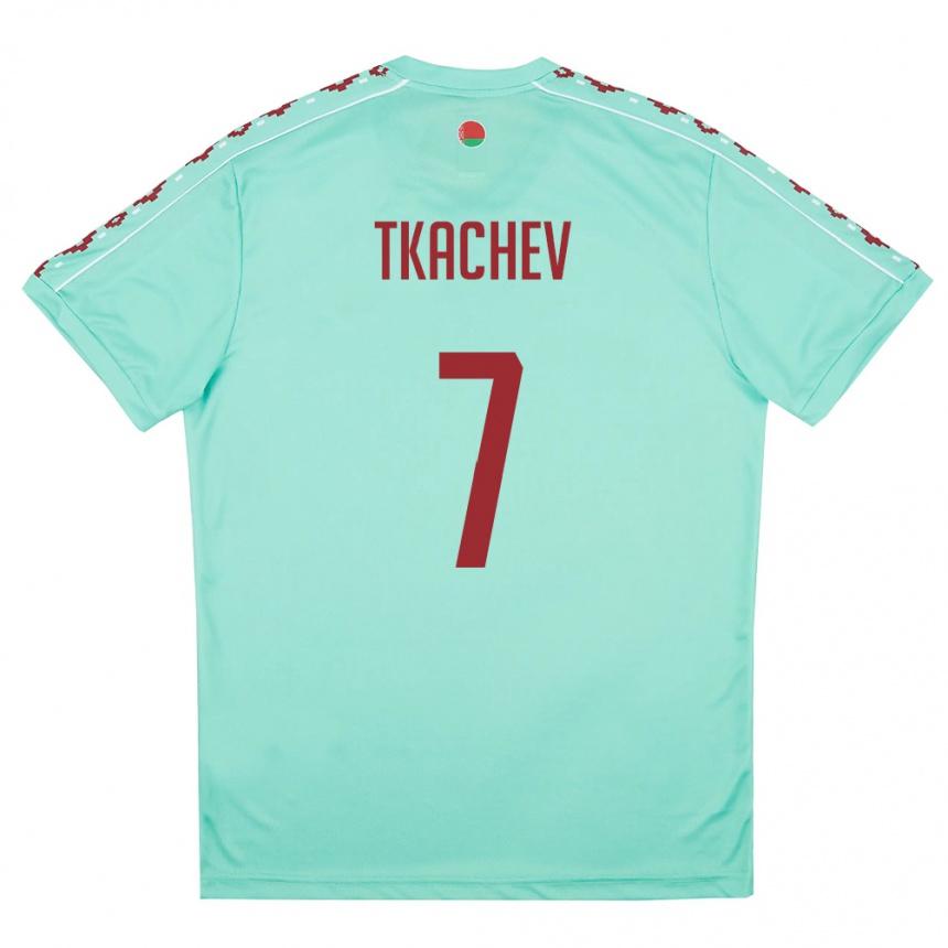 ילדים כדורגל בלארוס Timofey Tkachev #7 ירוק בהיר בורדו הרחק ג'רזי 26-28