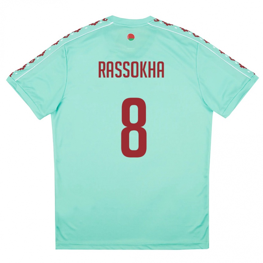 ילדים כדורגל בלארוס Daniil Rassokha #8 ירוק בהיר בורדו הרחק ג'רזי 26-28