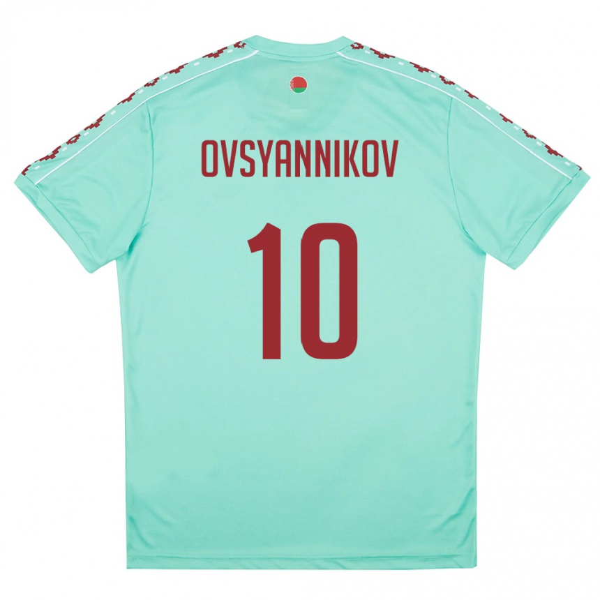 ילדים כדורגל בלארוס Denis Ovsyannikov #10 ירוק בהיר בורדו הרחק ג'רזי 26-28