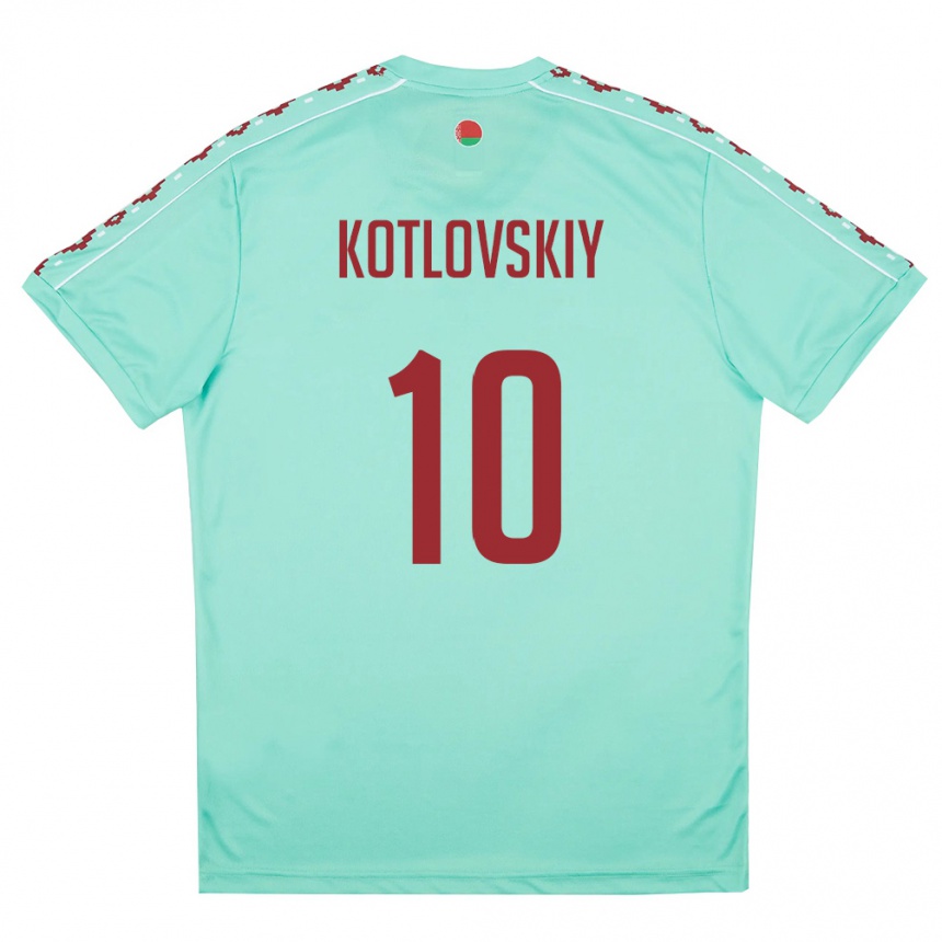 ילדים כדורגל בלארוס Makar Kotlovskiy #10 ירוק בהיר בורדו הרחק ג'רזי 26-28