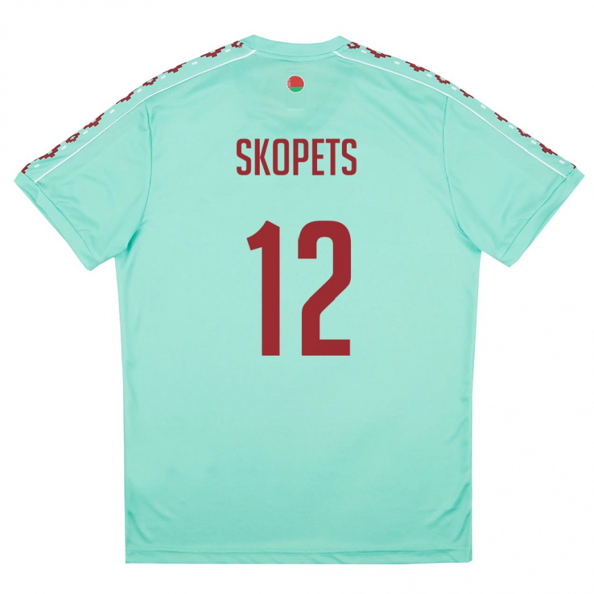 ילדים כדורגל בלארוס Arseniy Skopets #12 ירוק בהיר בורדו הרחק ג'רזי 26-28
