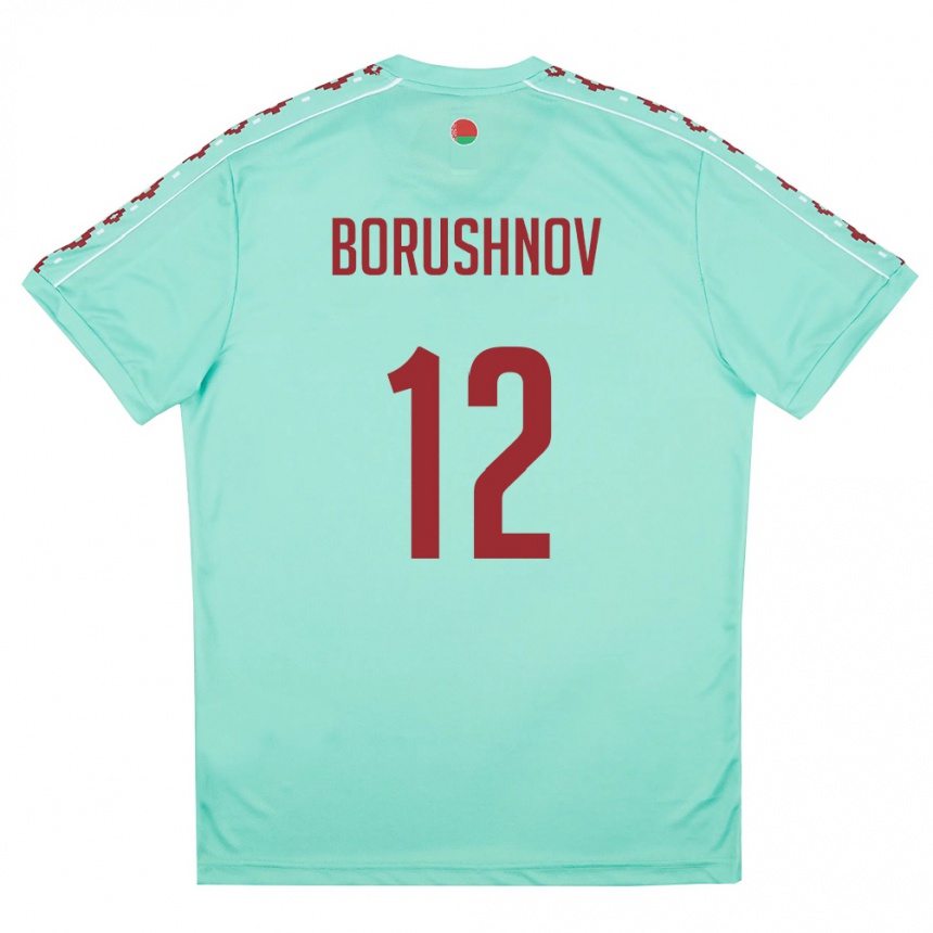 ילדים כדורגל בלארוס Nikolay Borushnov #12 ירוק בהיר בורדו הרחק ג'רזי 26-28