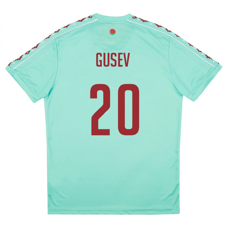 ילדים כדורגל בלארוס Bogdan Gusev #20 ירוק בהיר בורדו הרחק ג'רזי 26-28